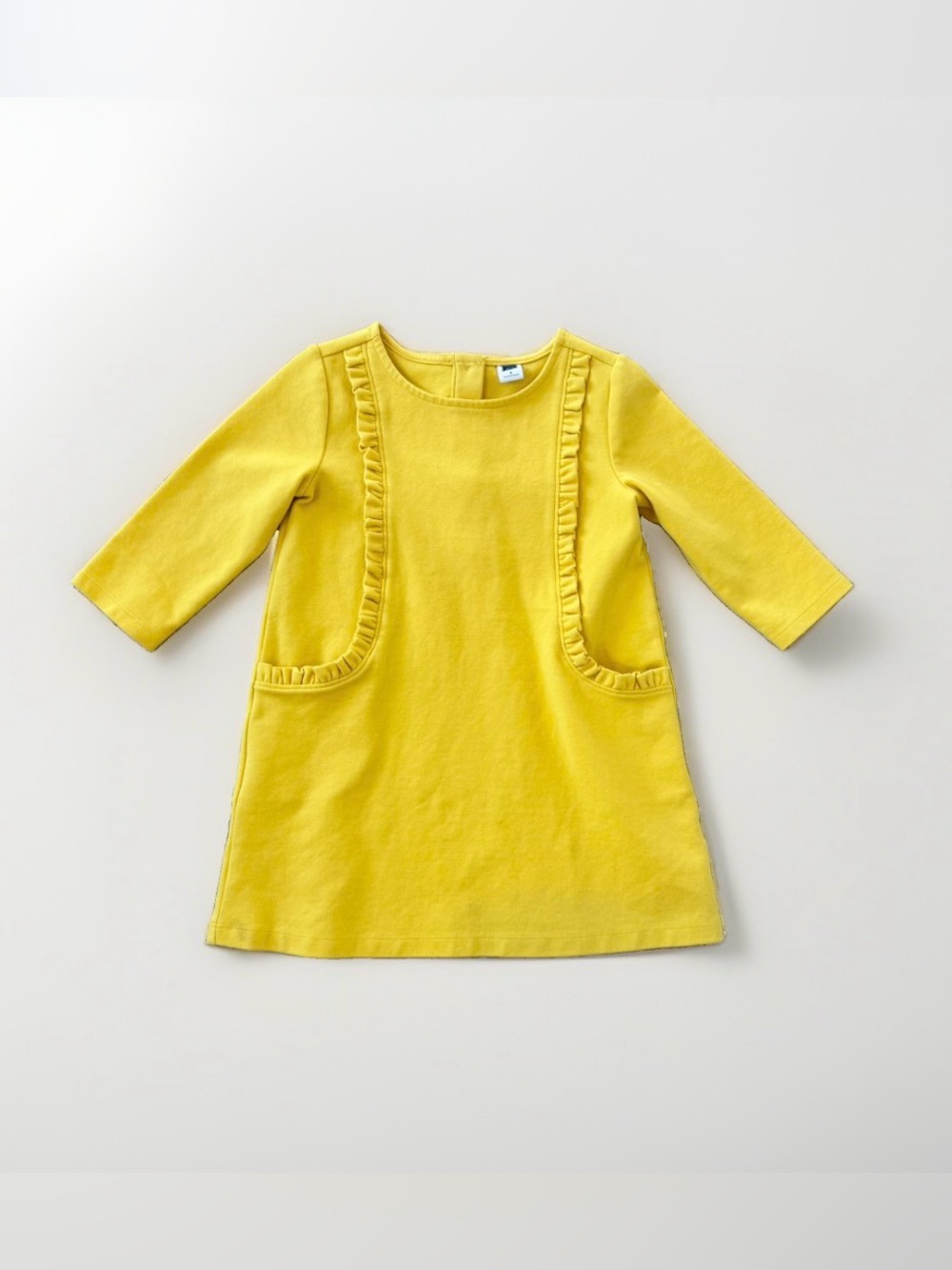 Janie and Jack Sz 3T Toddler Girls Ruffle Ponte Dress Mustard Yellow